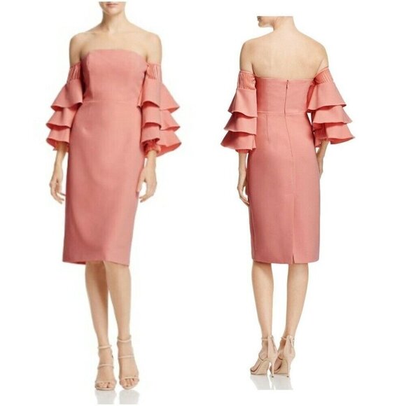 TALULAH Dresses & Skirts - La Maison Talulah Pink Off the Shoulder Ruffle Sleeve Dress Women's Size Medium
